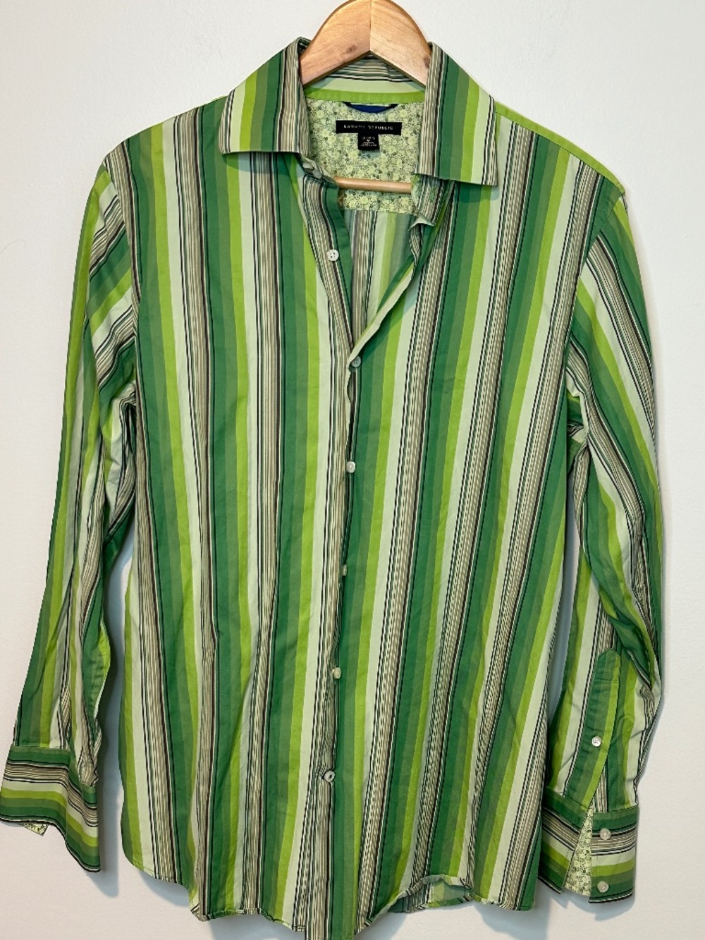 Vintage Green Striped Banana Republic Button Down Shirt M